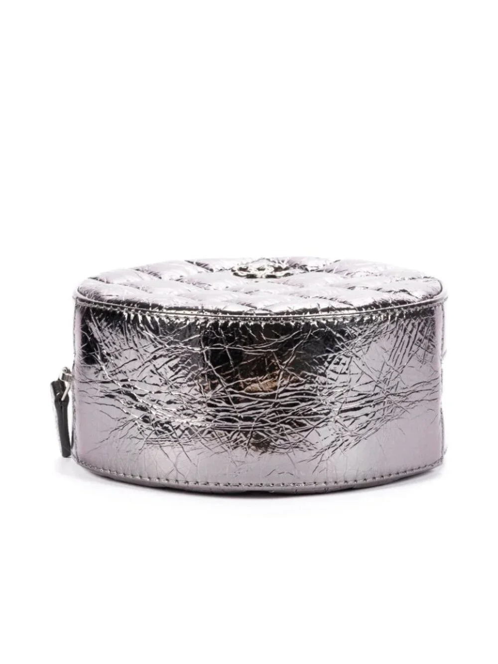 Chanel Round Bracelet Crossbodymetallic Greycrinkled Metallic Quilted Calfskin